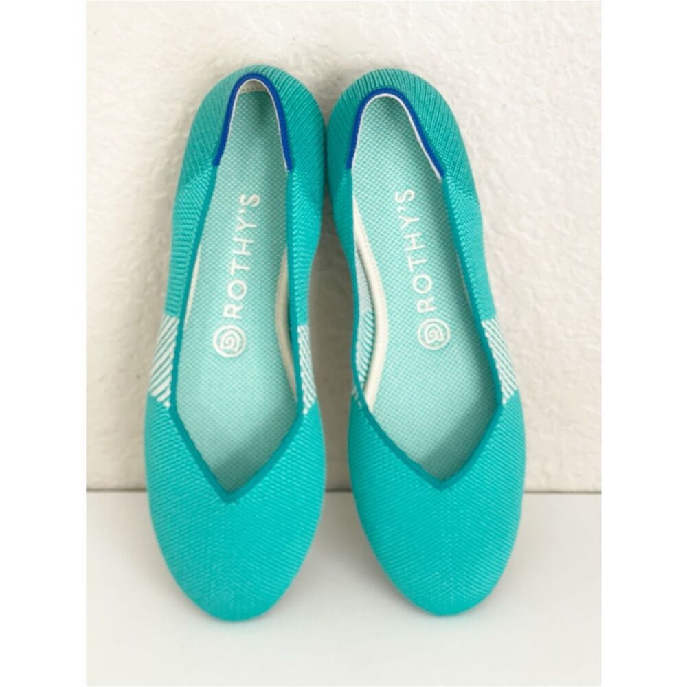 Rothy's Calypso Rare Retired Ballet Flat washable round-toe shoes in Teal - Picture 8 of 9